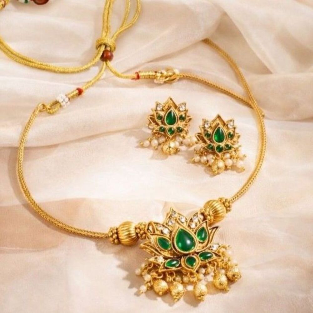 22K Gold Plated reversable 2-in-1 Lotus Earrings Set | Ruby & Emerald Stones